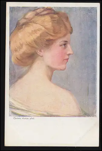 Künstler-AK Christo Kutew: Frauenportrait, Galerie Krakau, ungebraucht