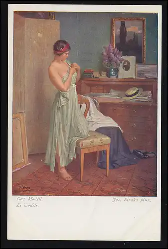 AK Artiste Josef Straka: Le modèle, Art viennois, inutilisé