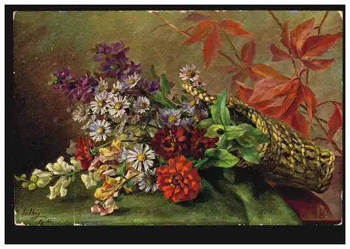 Poste ferroviaire EISENACH-LICHTENFELS ZUG 473 - 23.6.1911 sur les fleurs d'artiste-AK