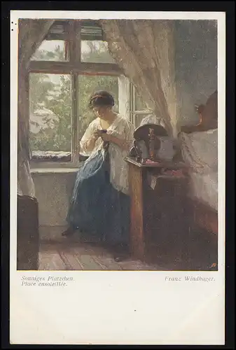 Künstler-AK Franz Windhager: Sonniges Plätzchen, Wiener Kunst, ungebraucht