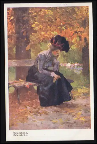 Künstler-AK K. Szczawindki: Melancholie, Galerie Krakau, ungebraucht