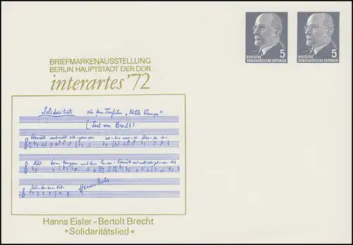 PP 11/32 Ulbricht 5+5 Pf interartes'72 - chanson de solidarité, **