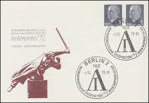 PP 11/33 Ulbricht 5+5 Pf interartes'72 - Spana, SSt BERLIN 1972