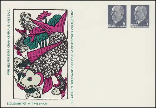 PP 11/38a Ulbricht 5+5 Pf Vietnam: Carpe - sans adresse, **