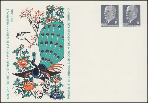 PP 11/39a Ulbricht 5+5 Pf Vietnam: Pfau - ohne Anschrift, **