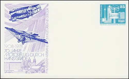 PP 16/19a Bauwerke 25 Pf Motorflug Hans Grade 1978, **