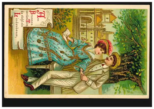 Carte de chanson populaire d'amour-AK À la fontaine devant la porte, ... HEYDEKRUG 7.5.1906