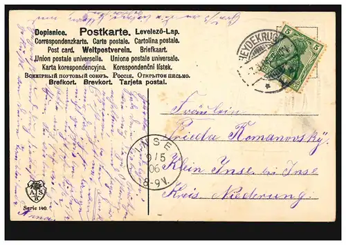 Liebes-AK Volksliederkarte Am Brunnen vor dem Tore, ... HEYDEKRUG 7.5.1906