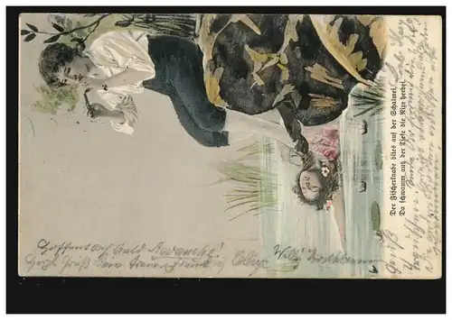 Lyrik-AK Fischerknabe mit Schalmei ruf Nixe herbei! GELSENKIRCHEN 23.4.1903