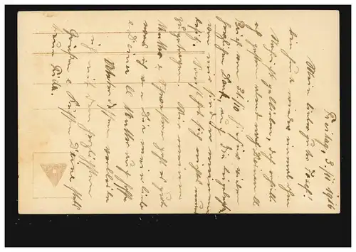 Lyrique AK femme à la roue de fil, poème filaire, filé, servante, marqué 1916