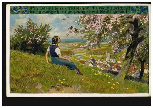 Carte de chants populaires AK Paul Hey: .. regardé les oiseaux, inutilisé