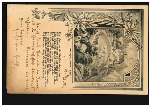 Lyrique AK Paul Bayer: Le Edelweiss IV Eglise et enterrement, BERLIN 8 e 7.2.1902