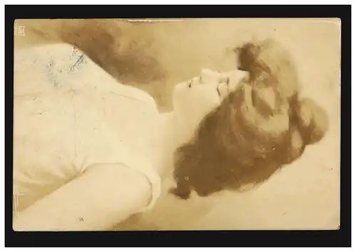 Künstler-AK Foto Frau im weißen Kleid, HANNOVER 6 c 16.5.1907
