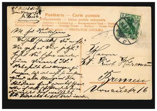 Photo AK artiste femme en robe blanche, HANNOVER 6 c 16.5.1907