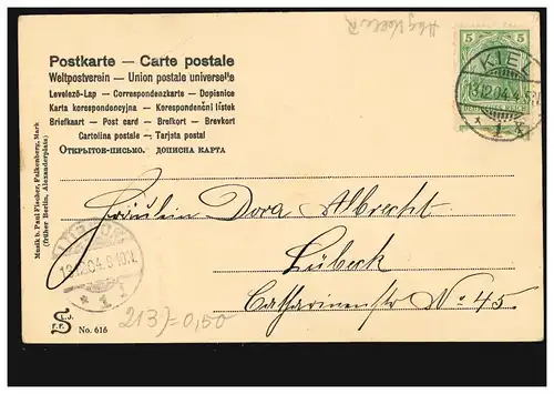 Lyrik-AK Gedicht P. Meinhold Gott verlässt Dich nicht, Träumende Frau, KIEL 1904