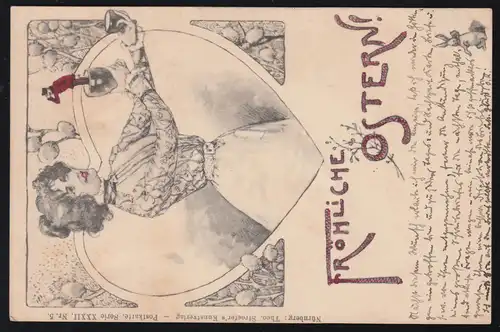 AK Artiste Pâques: homme dans le verre à vin par une femme, GÖTTINGEN 11.4.1900