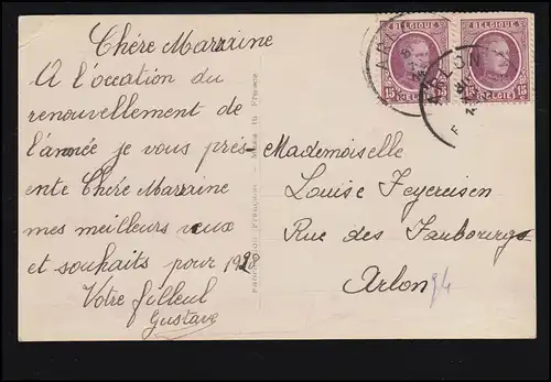 Künstler-AK Dorfidylle im Winter bei Vollmond mit Planwagen, ARLON 31.12.1914