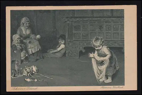 Künstler-AK H. Kaulbach: Schwerer Dienst, Heimatkarte Meisterbilder, beschriftet