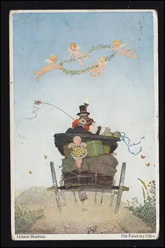 AK Artiste Helmut Skarbina: Le voyage au bonheur, Münder (Desser) 15.8.1925