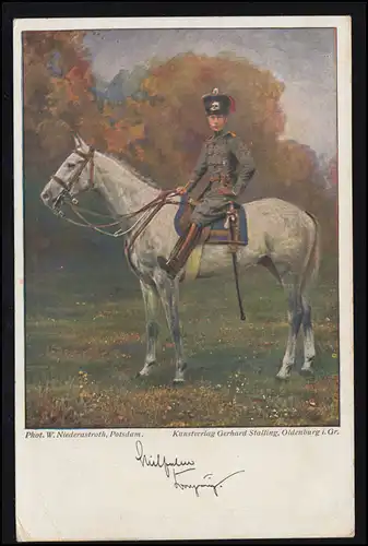 AK W. Niederastroth: Husar à cheval, carte postale Wofa, inutilisé