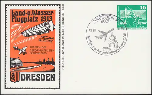 PP 15/108a Treffen der Aerophilatelisten Dresden 1979 ohne Adresse, SSt DRESDEN