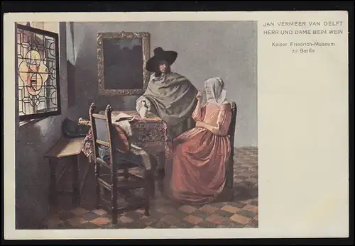 Künstler-AK van Delft: Herr und Dame beim Wein, Verlag Julius Bard, ungebraucht