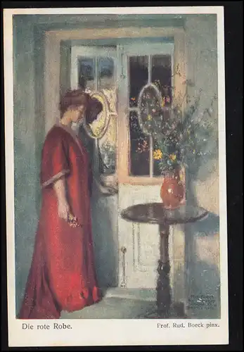 AK Artiste Prof. Rud. Boeck: La robe rouge, Art viennois, inutilisé