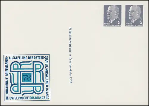 PP 11/41 Ulbricht 5+5 Pf Semaine baltique Rostock 1973, **