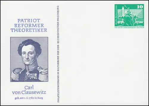 PP 15/14 Constructions 10 Pf Carl de Clausewitz 1980, **