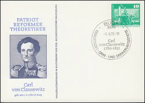 PP 15/14 Bauwerke 10 Pf Carl von Clausewitz 1980, SSt BURG