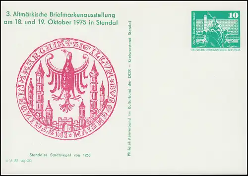 PP 15/40 Bauwerke 10 Pf Altmärkische Ausstellung 1975, **