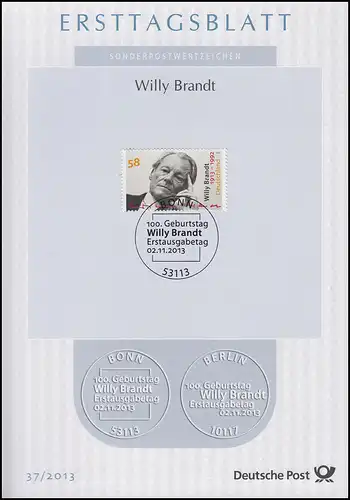 ETB 37/2013 Willy Brandt, Friedensnobelpreis