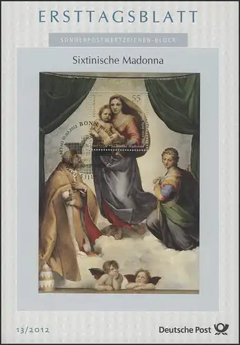 ETB 13/2012 Block 79 Madonna Sixtine, peinture de Raffael