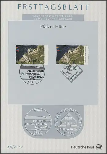 ETB 26/2012 Pfälzer Hütte - Joint Issue mit Liechtenstein