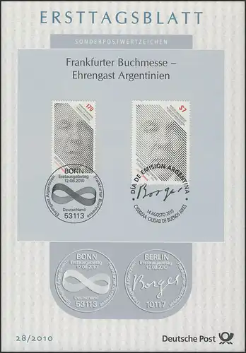 ETB 28/2010 Frankfurter Buchfesse, Joint Issue avec l'Argentine