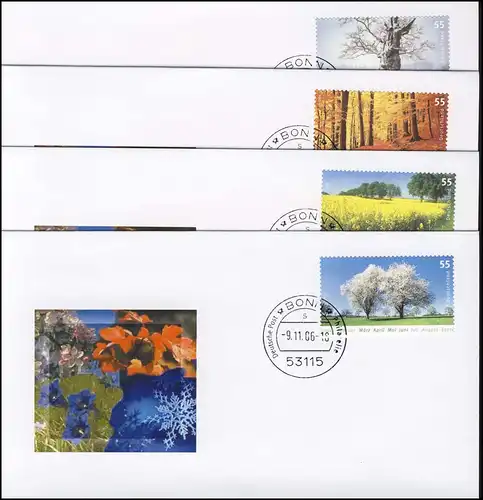 2574-2577 saisons ENTRES-POUSSANTS de MH 65 sur 4 bijoux FDC VS-O BONN