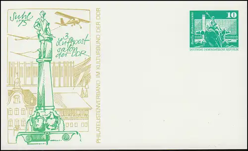 PP 15/45a Bâtiments 10 Pf Salon du courrier aérien de la RDA 1975 sans adresse, **
