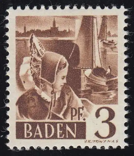 Baden 2 Trachtenmädchen 3 Pf.  **