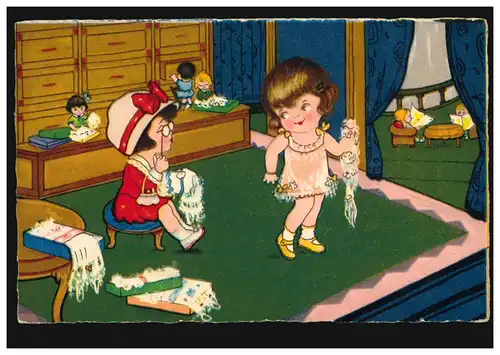 Karikatur-AK Schwere Ware - Beim Ankleiden, Amag-Verlag, DORDRECHT 3.7.1933