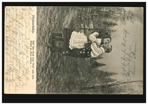 Liebes-AK Heidenröslein - Die Umarmung, Ortspostkarte HAMBURG 7 d 19.8.1903