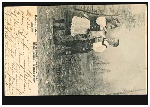 Liebes-AK Heidenröslein - Die Abwehr: Ich steche Dich!, HAMBURG 24 - 2.4.1903