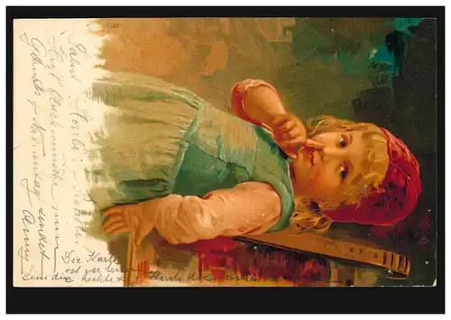 Suisse Enfants-AK Lappin rouge avec doigt levé, BERN 28.1.1902