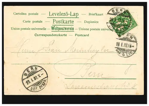 Schweiz Kinder-AK Rotkäppchen mit erhobenem Finger, BERN 28.1.1902