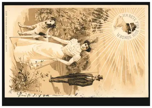 Liebes-AK Seitensprung: Ich bete für Dich Sünder! STRASSBURG 11.11.1901