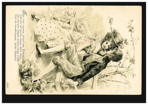 AK Chers jeunes amoureux à la banque, poème: secret, inutilisé