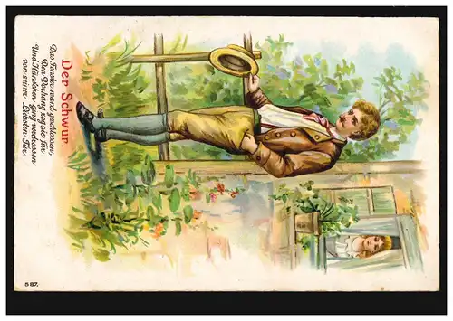 Liebes-AK Der Schwur. Gedicht: Das Fenster ward geschlossen, MÜNSTER 17.4.1909