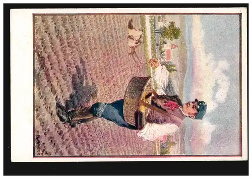 Künstler-AK R. Moser: Sämann bei den Invalidenschulen, ungebraucht