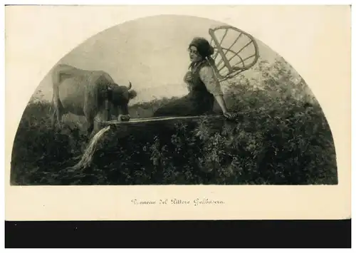 AK paysanne et bœuf à l'abreuvoir, BELLINZONA 4.4.1931