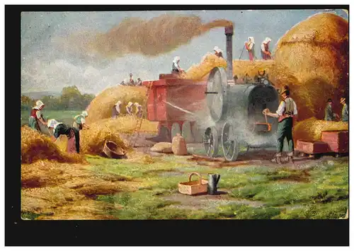 AK Ameublement d'artiste: Machine à vapeur / à draguer au travail sur le terrain, Feldpost 1917