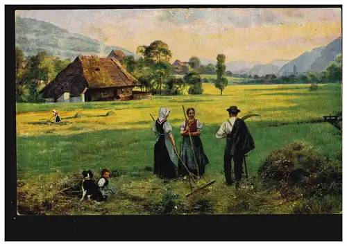 Artiste-AK Agriculture H. Hoffmann: Au foin, inutilisé